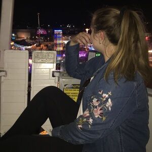 American Eagle Oversized Embroidered Jean Jacket